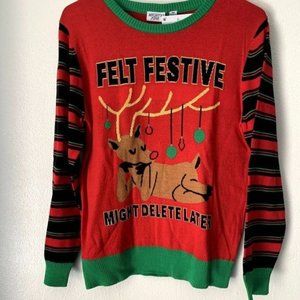 BIG GIRLS FELT FESTIVE UGGLY SWEATER SIZE M